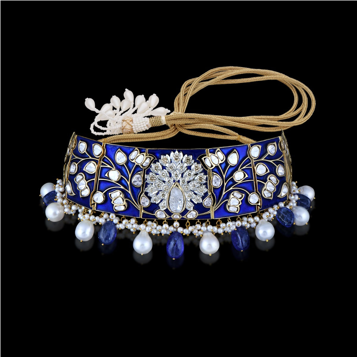 Electric Blue Polki Choker