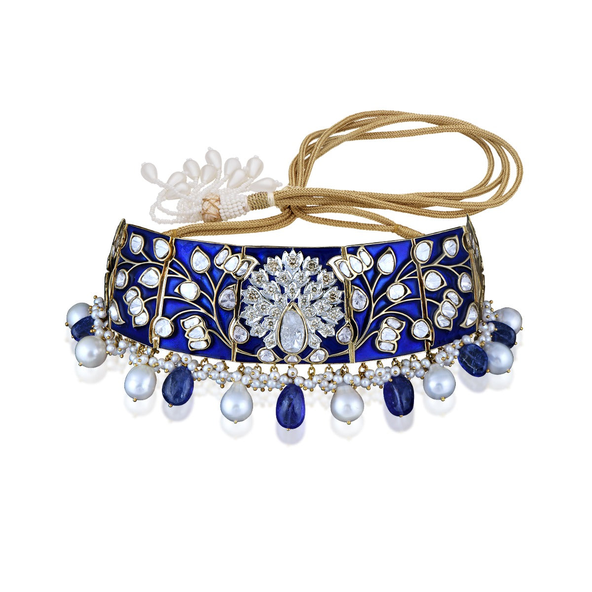 Electric Blue Polki Choker