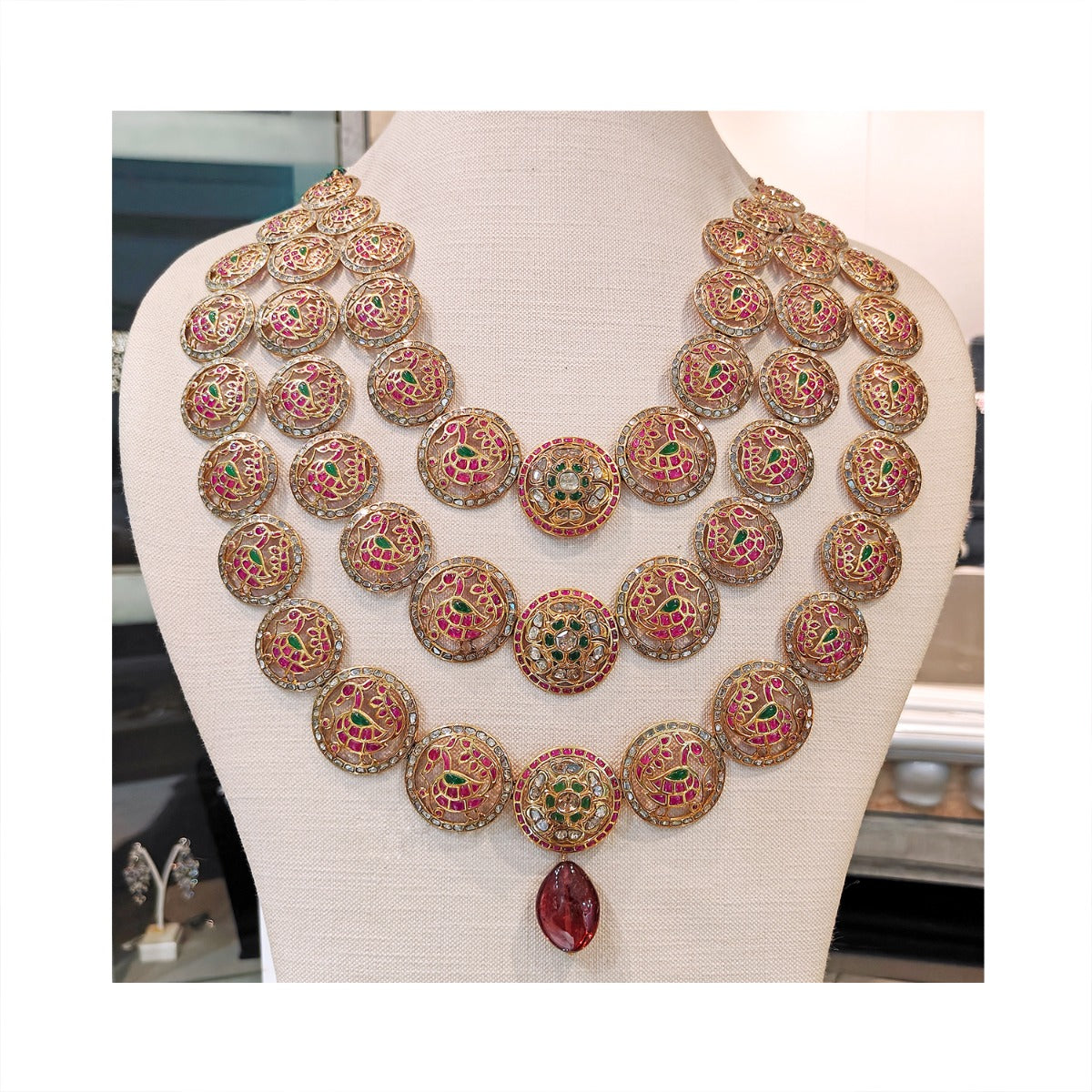 Exquisite Peacock Polki Necklace