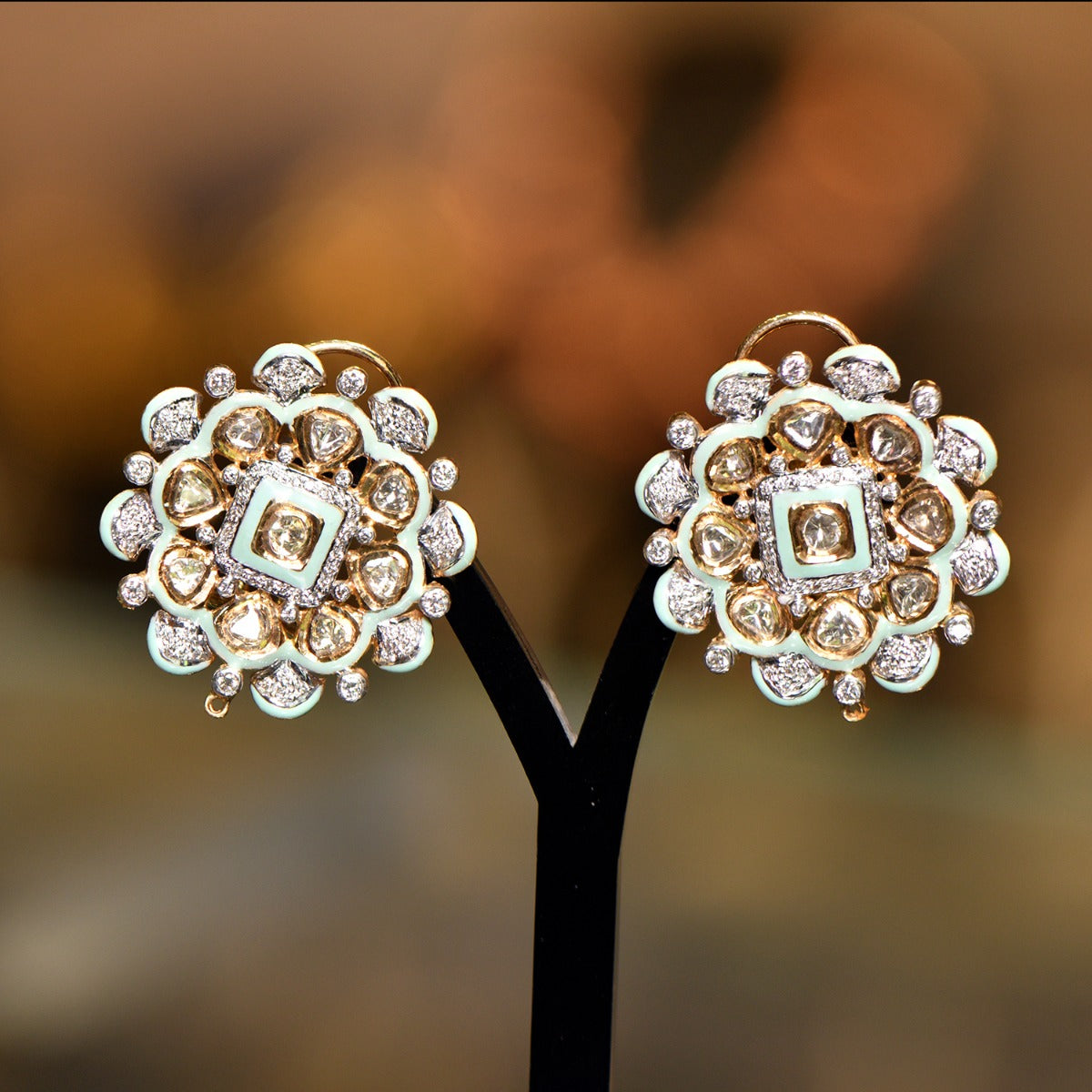 Snow White Stone Polki Earrings