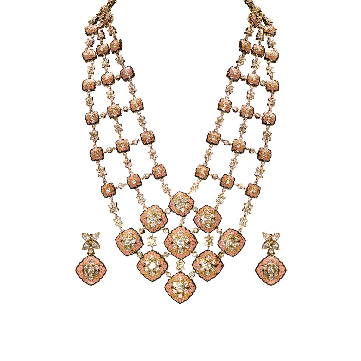 Trifecta Polki Enamel Necklace Set