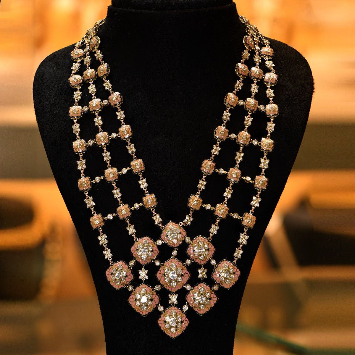 Trifecta Polki Enamel Necklace Set