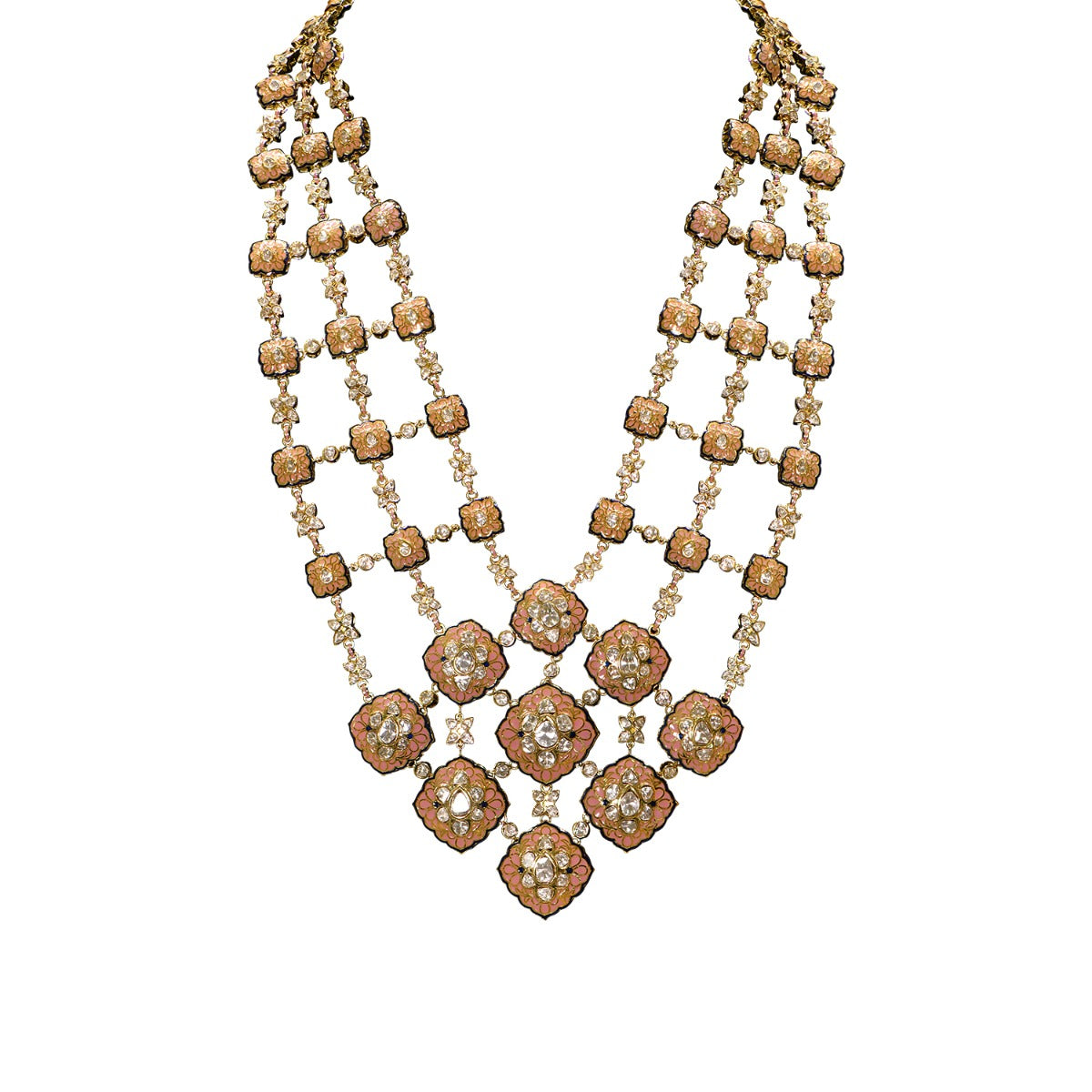 Trifecta Polki Enamel Necklace Set