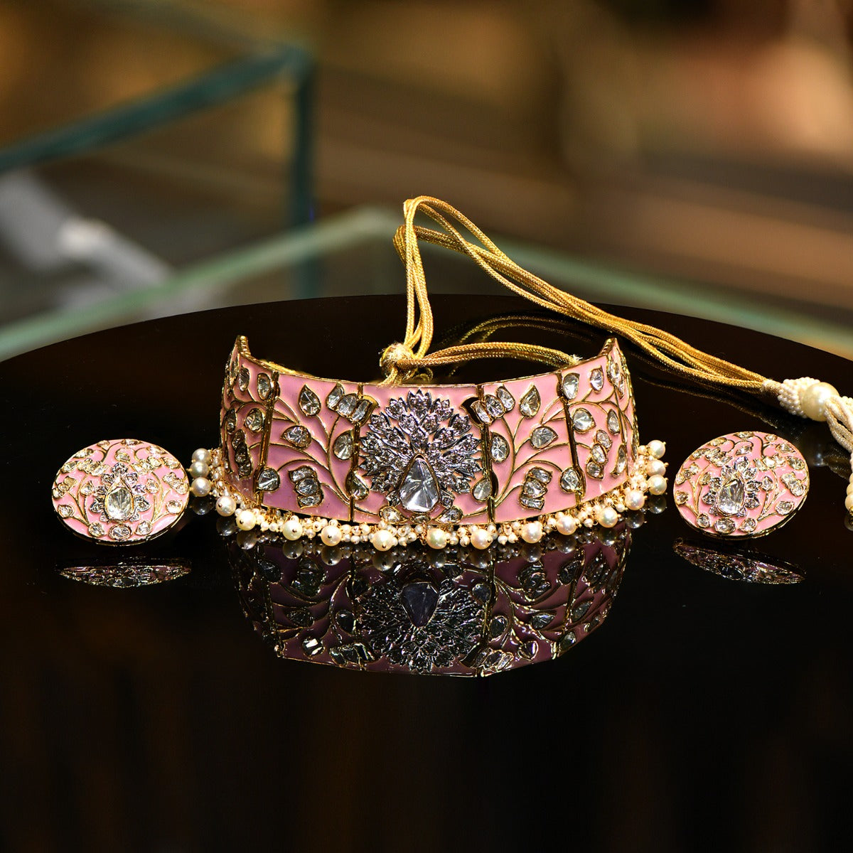 Pink Pump Polki Choker Set