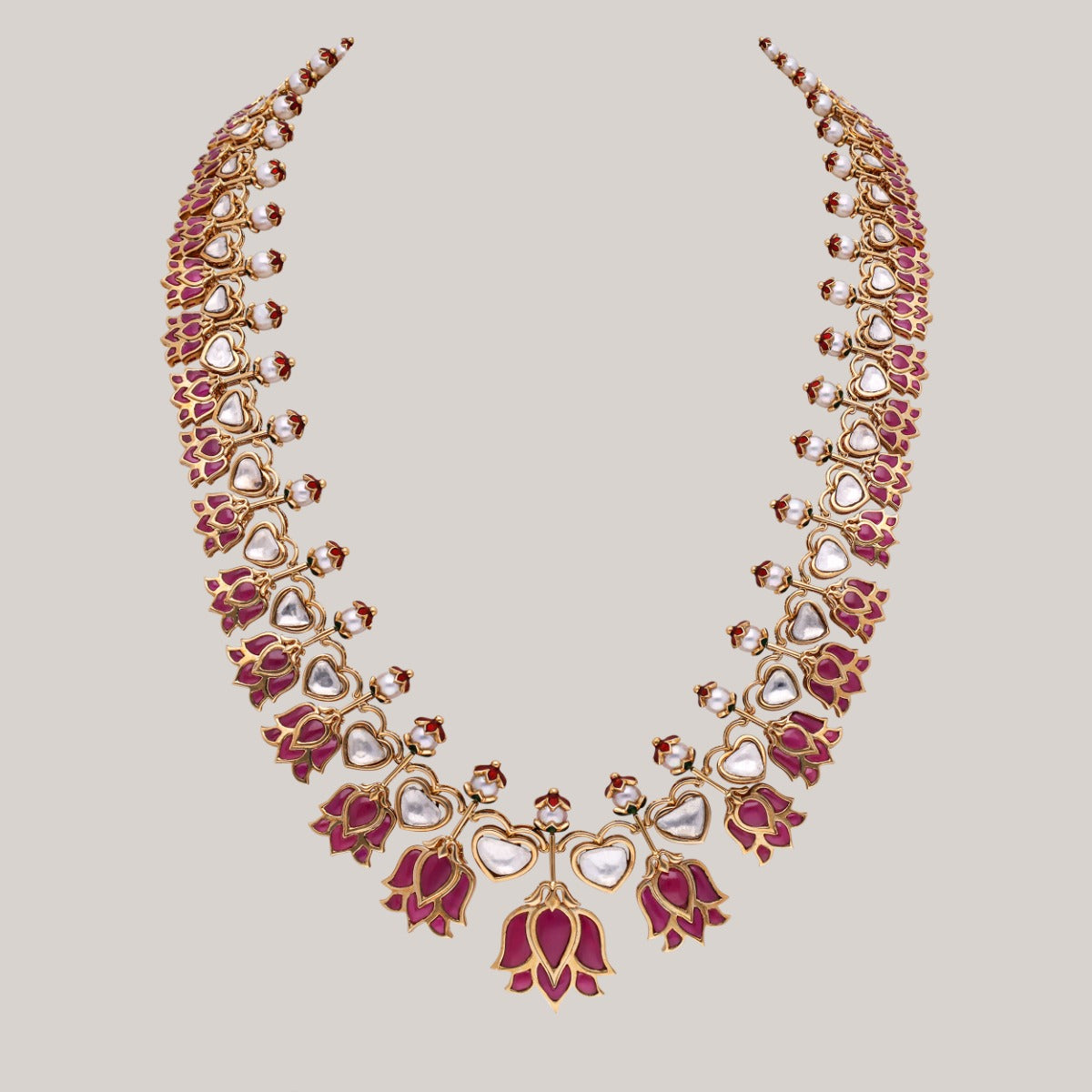 Heart and Lotus Polki Necklace