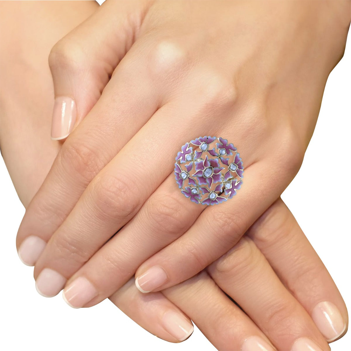 Magenta Petal Polki Ring
