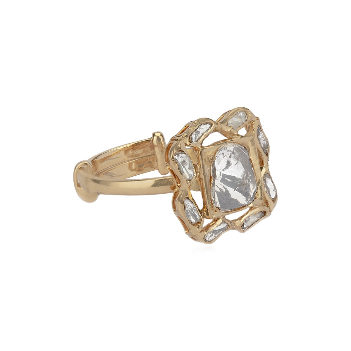 Abstract Square Polki Ring