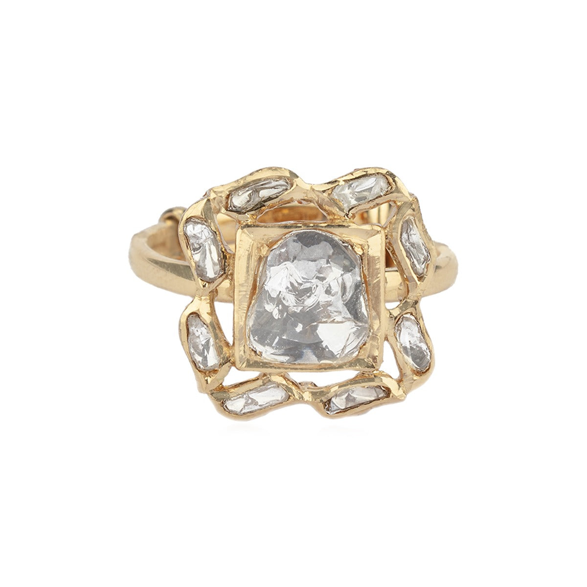Abstract Square Polki Ring