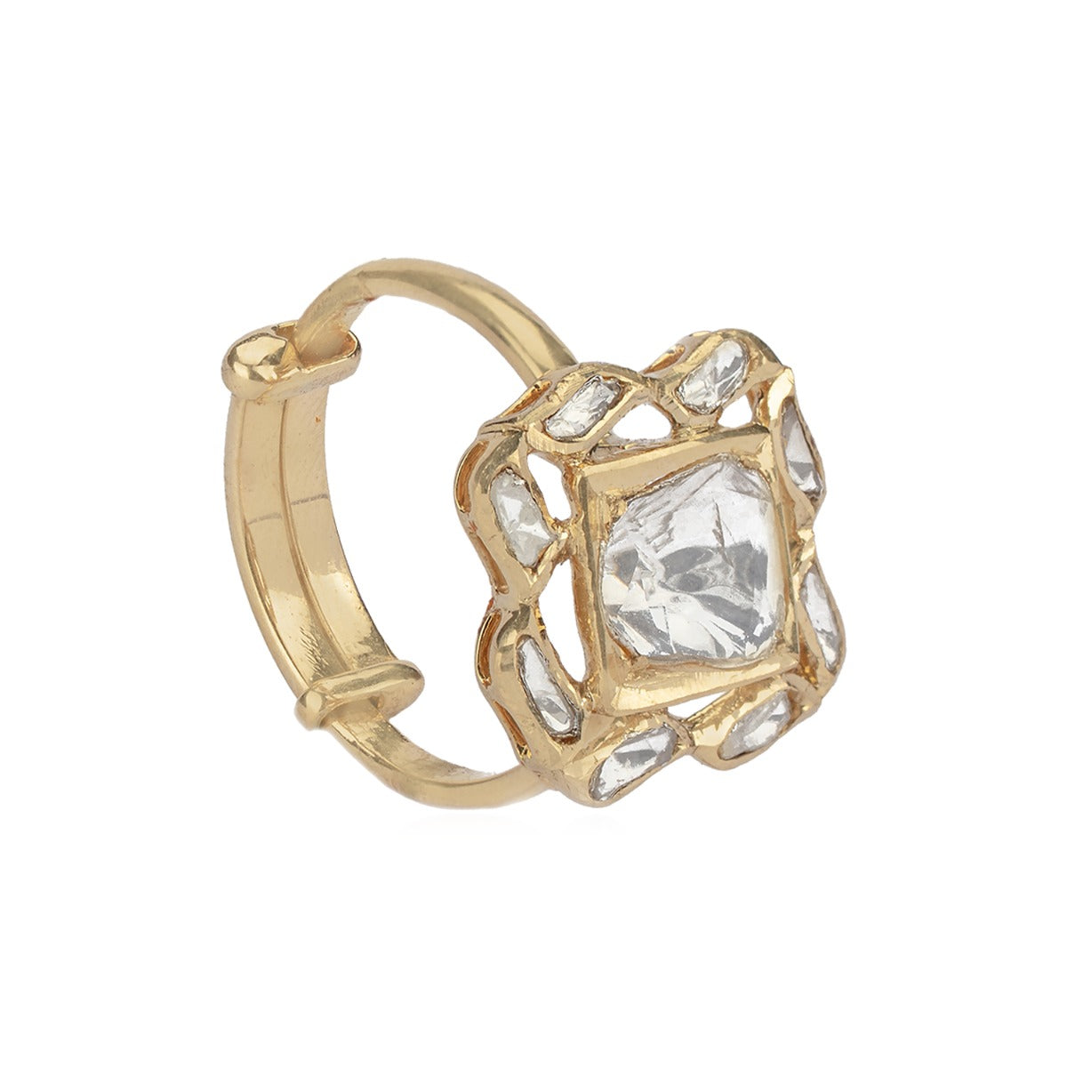 Abstract Square Polki Ring
