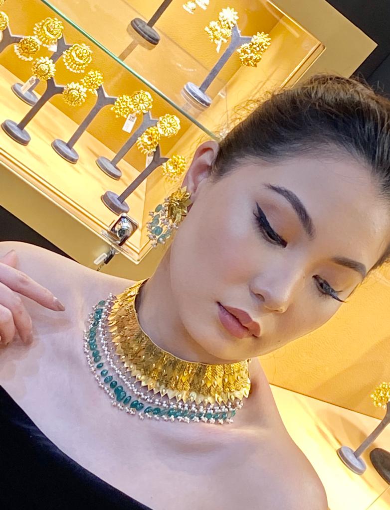 Starry Princess Green Gold Choker Set