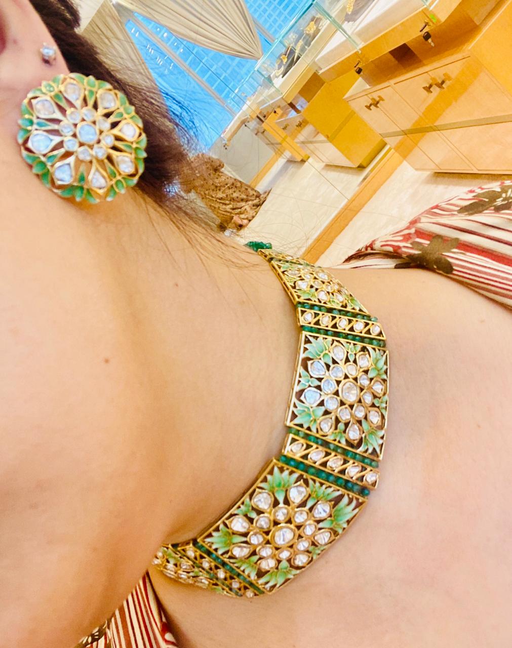 Green Lotus Polki Choker Set