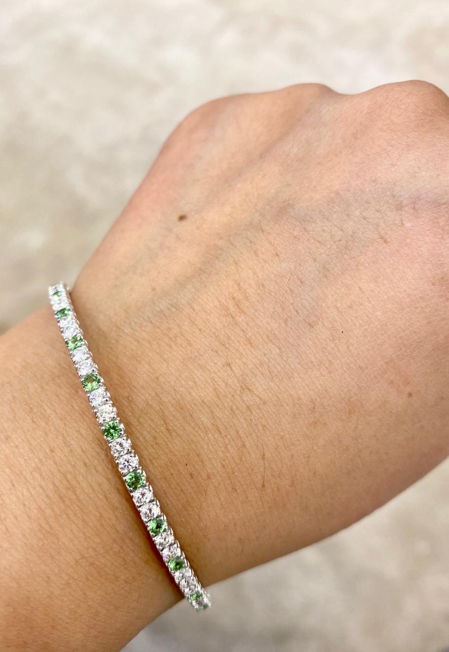 Green Tsavorite Diamond Bangle
