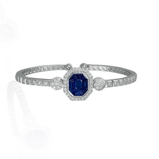 Fiery Blue Sapphire Diamond Bracelet