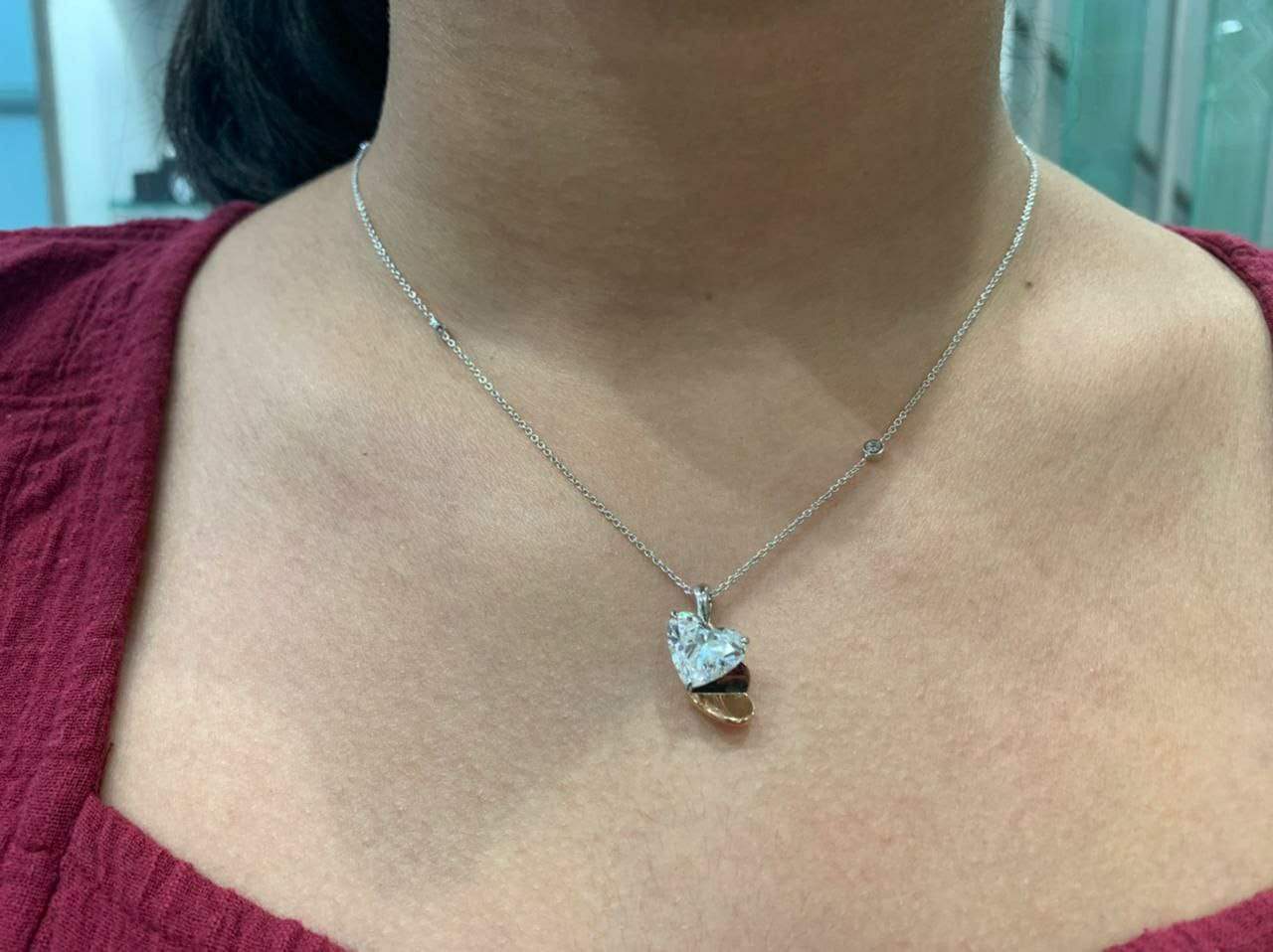 Sterling Heart Diamond Necklace