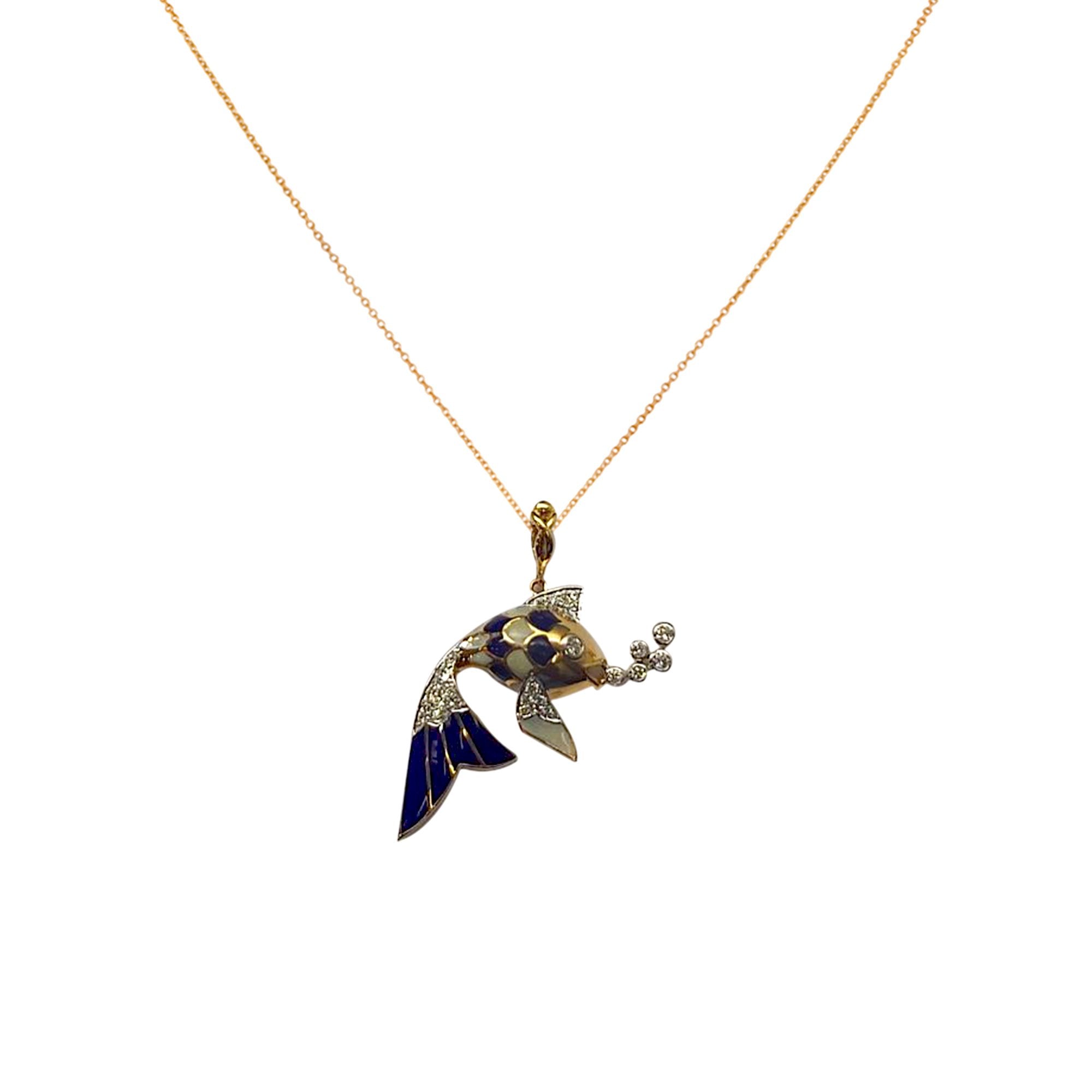 Fish Bubble Diamond Pendant