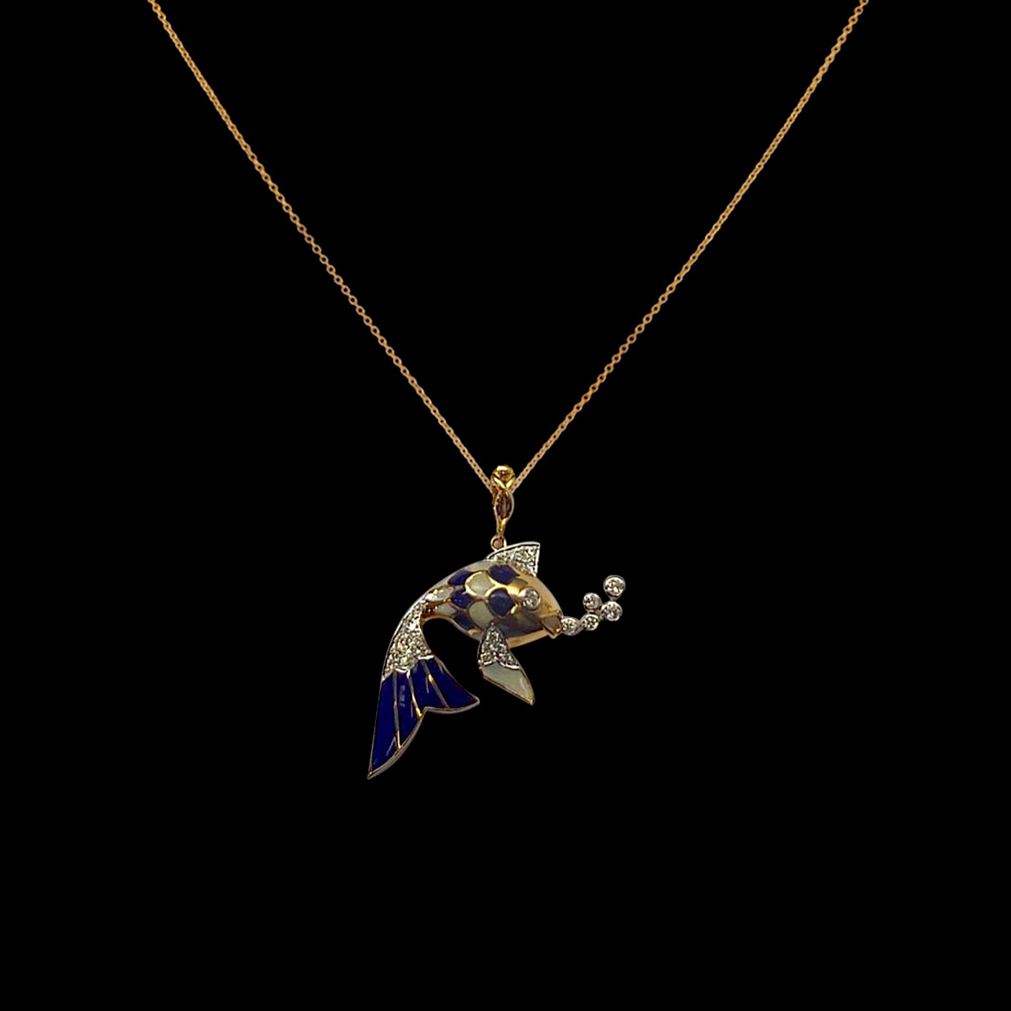 Fish Bubble Diamond Pendant
