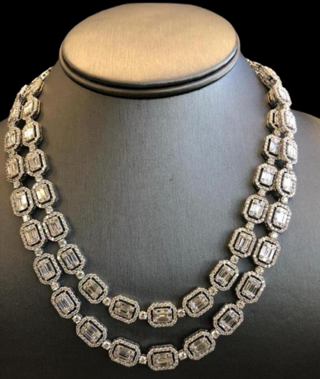 Octagon Double Ringed Diamond Necklace