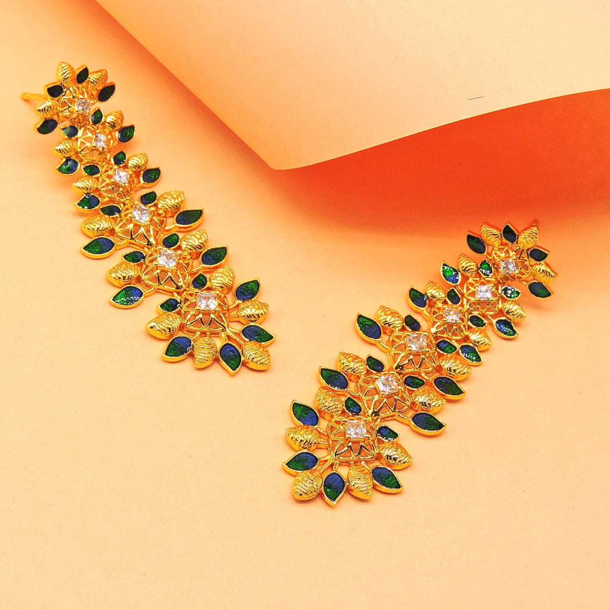 Sleek Frond Drop Earrings