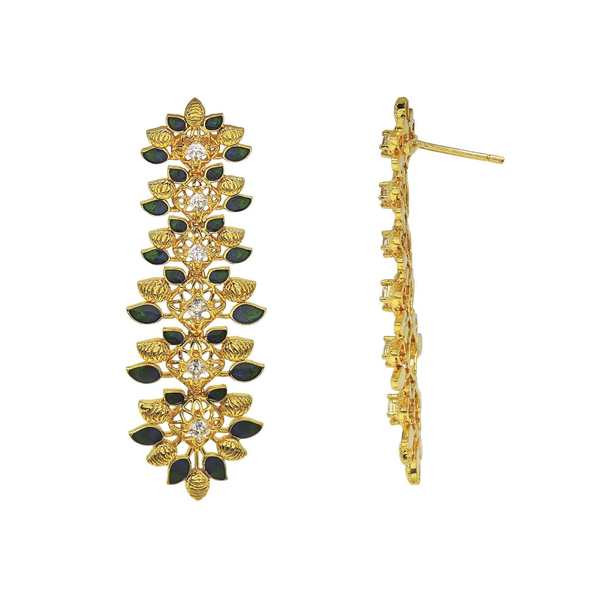 Sleek Frond Drop Earrings