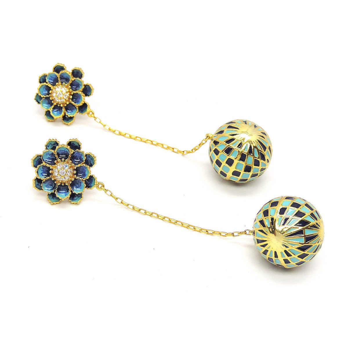 Checkered Ball Drop Earrings