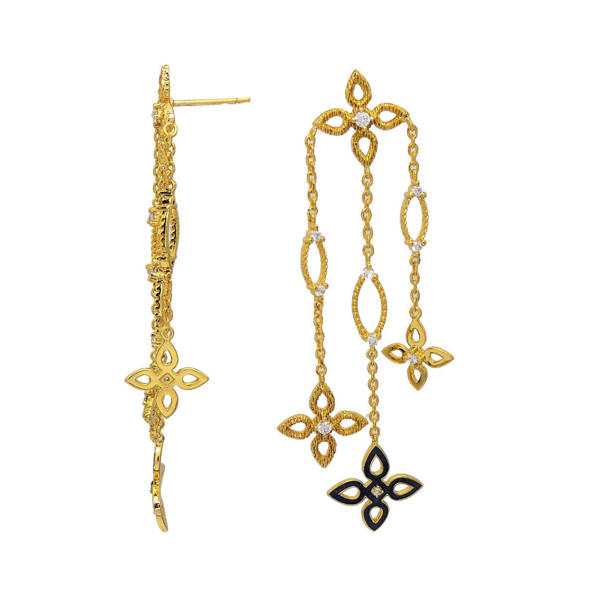 Bow Cross Drop Earrings