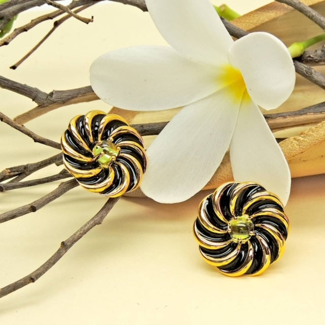 Glinting Floral Enamel Stud Earrings