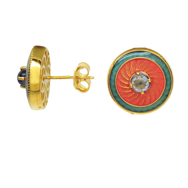 Encircled Enamel Stud Earrings