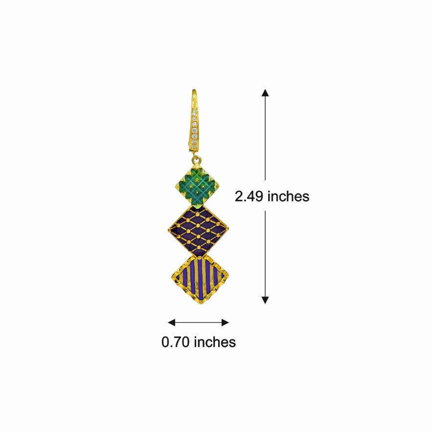Square Delight Enamel Drop Earrings