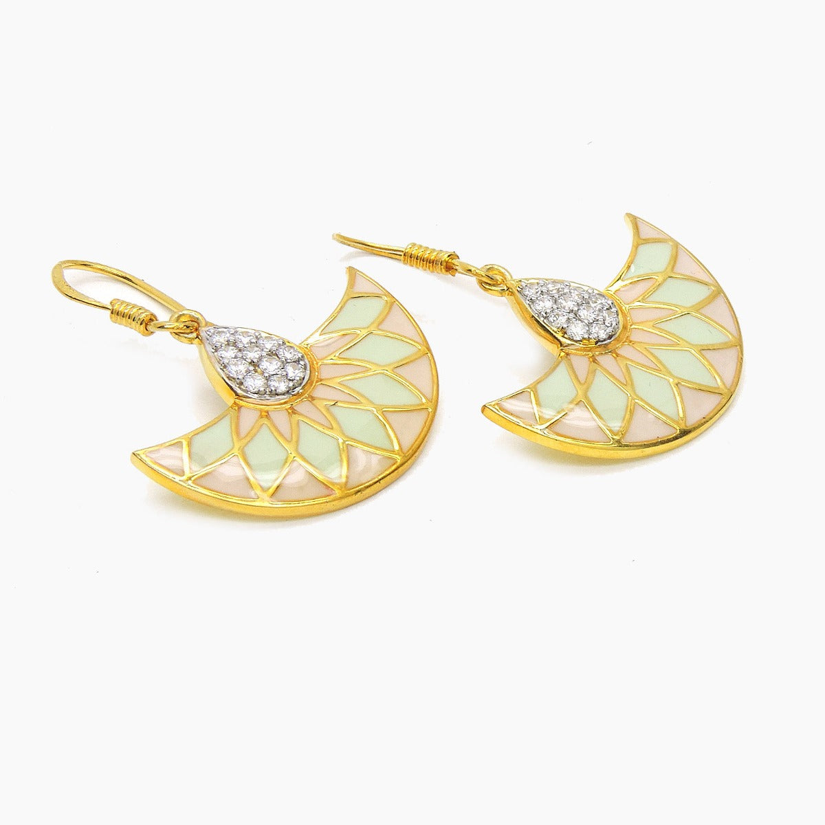 Fan Enamel Drop Earrings