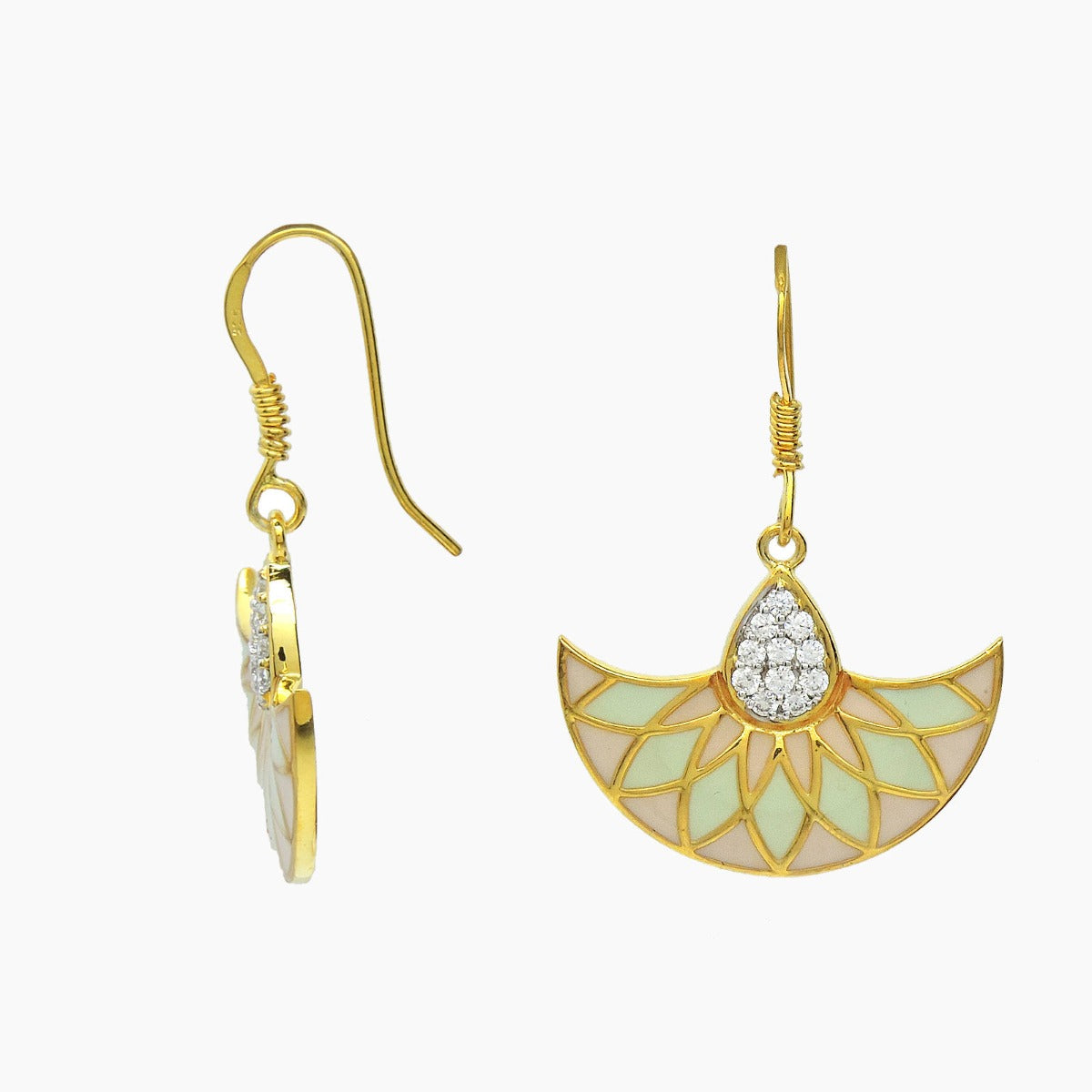 Fan Enamel Drop Earrings