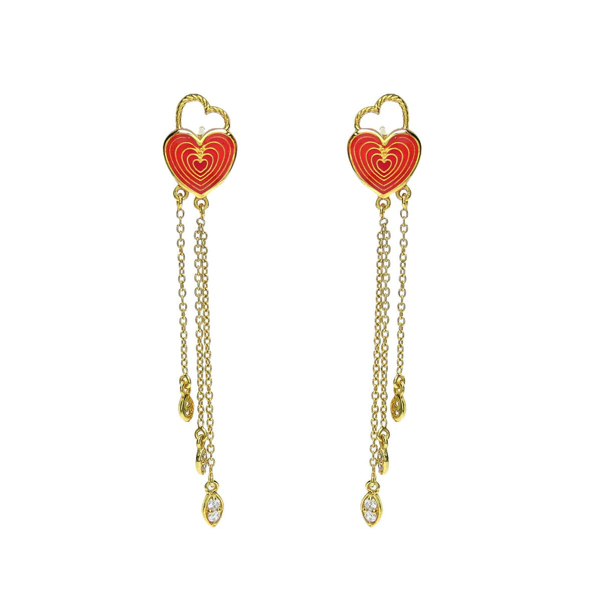 Posy Heart Enamel Drop Earrings