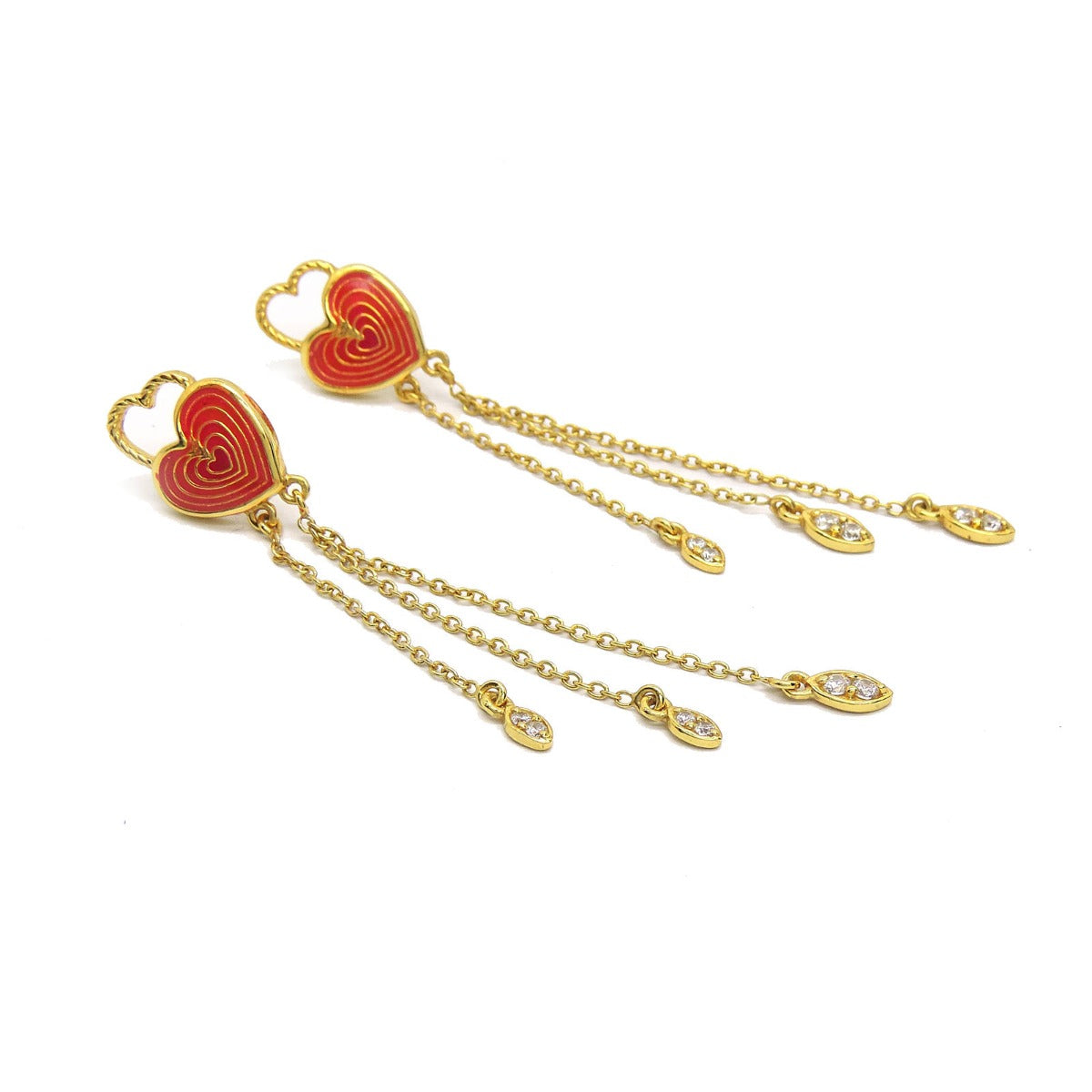 Posy Heart Enamel Drop Earrings