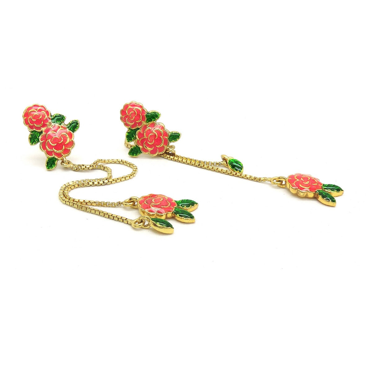 Dancing Floret Enamel Drop Earrings