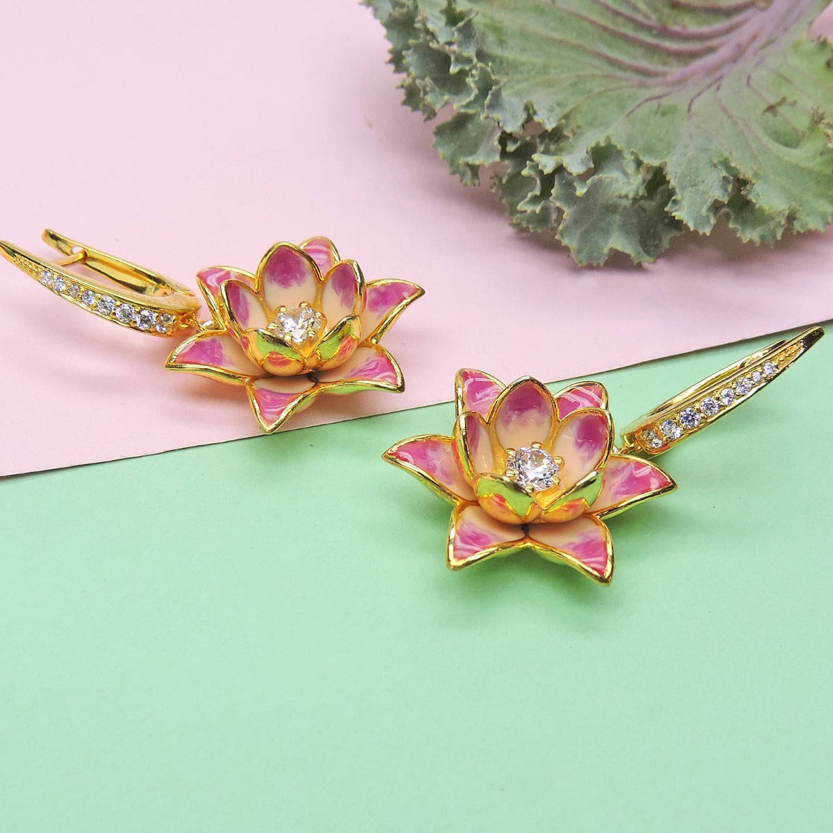 Gulabi Floral Enamel Drop Earrings