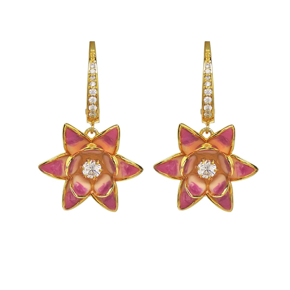 Gulabi Floral Enamel Drop Earrings