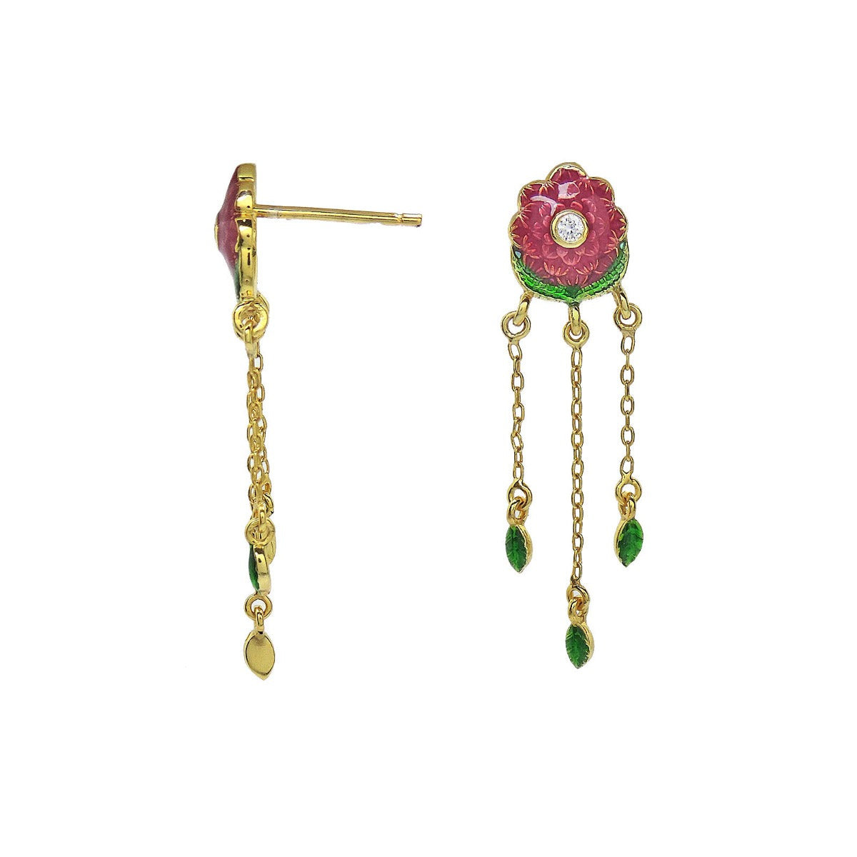 Blooming Floral Enamel Drop Earrings