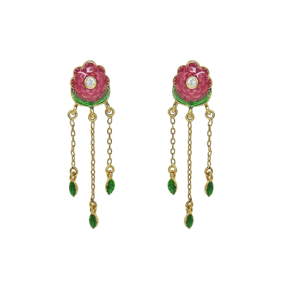 Blooming Floral Enamel Drop Earrings