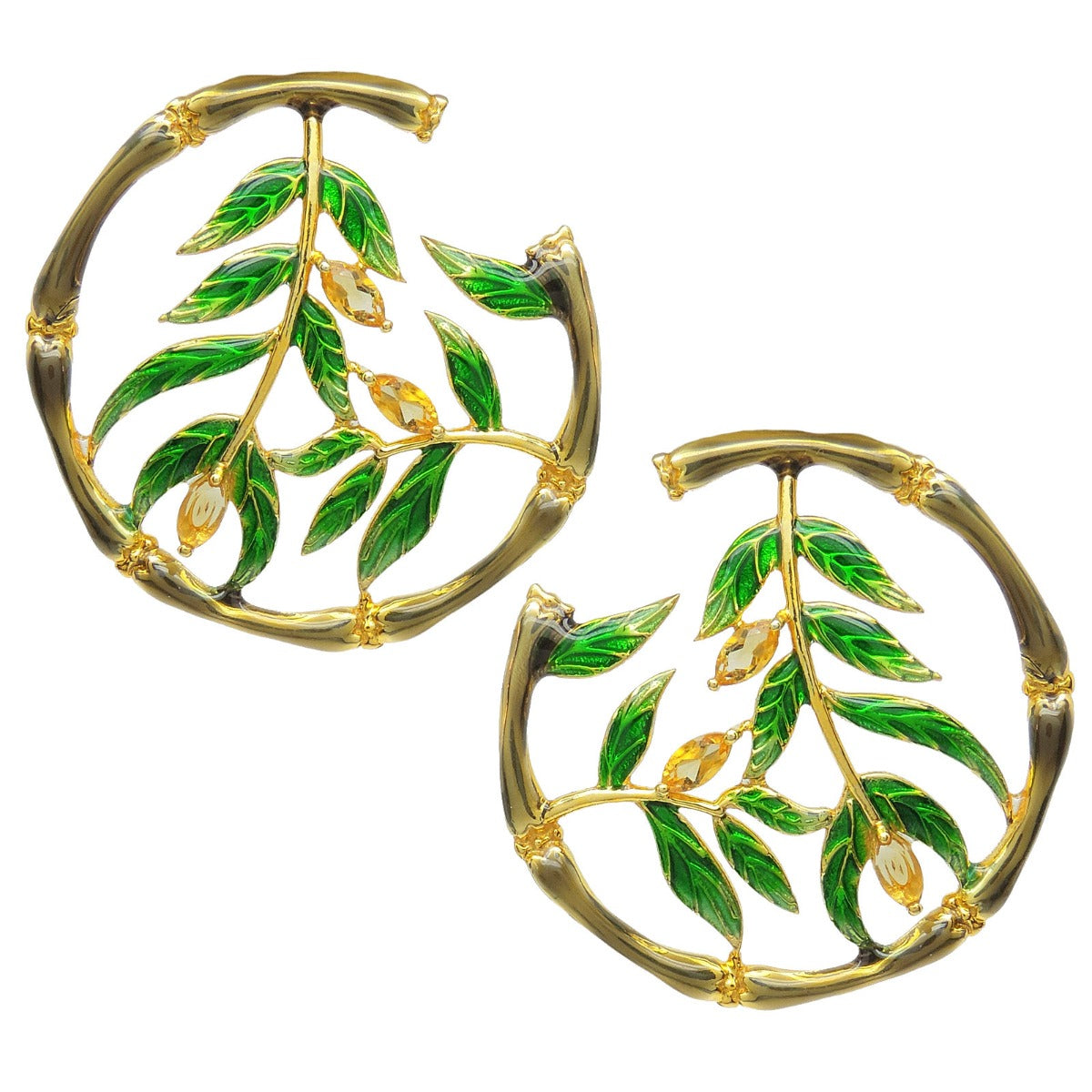Maya Leaf Enamel Drop Earrings