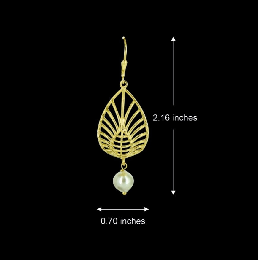 Leaflet Pearl Drop Earrings