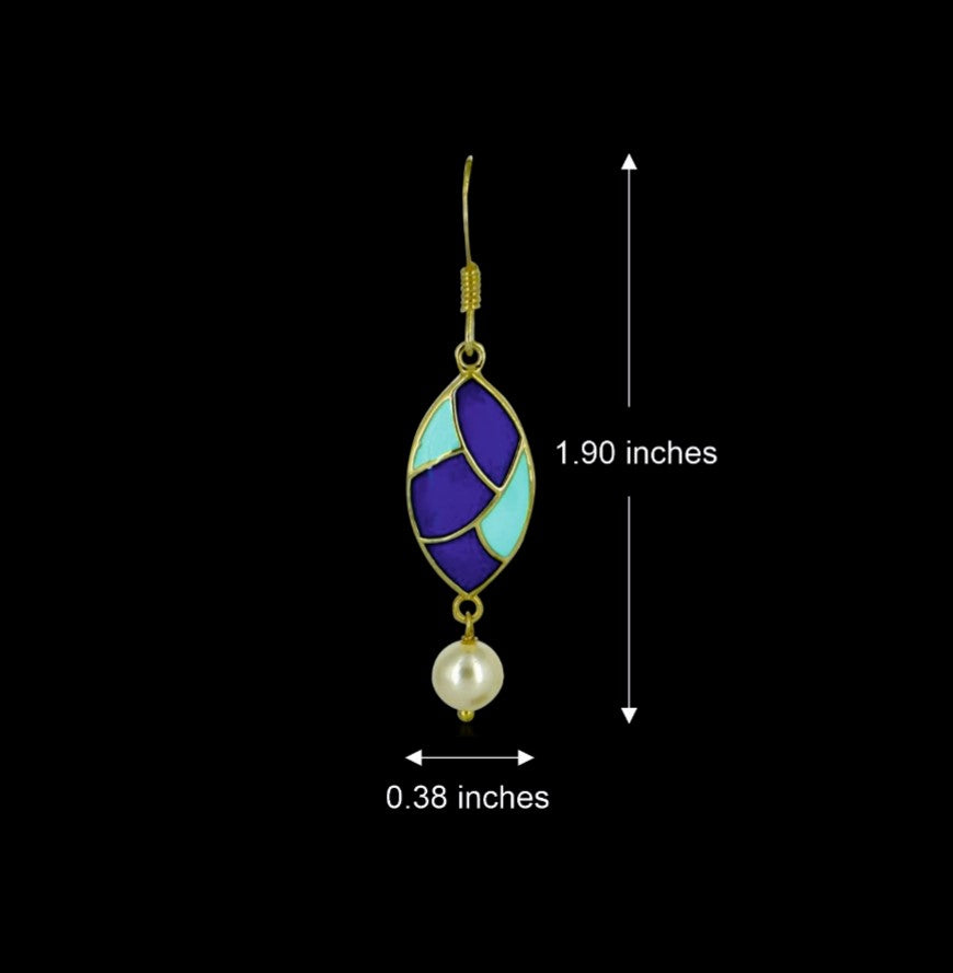 Glinting Enamel Pearl Drop Earrings