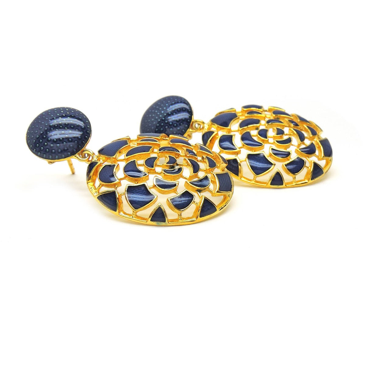 Enigmatic Blue Enamel Earrings