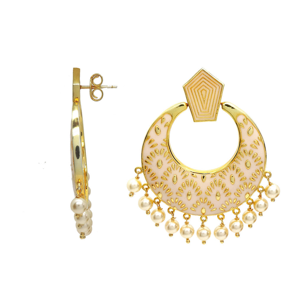Flouring Beauty Enamel Chandbali Earrings