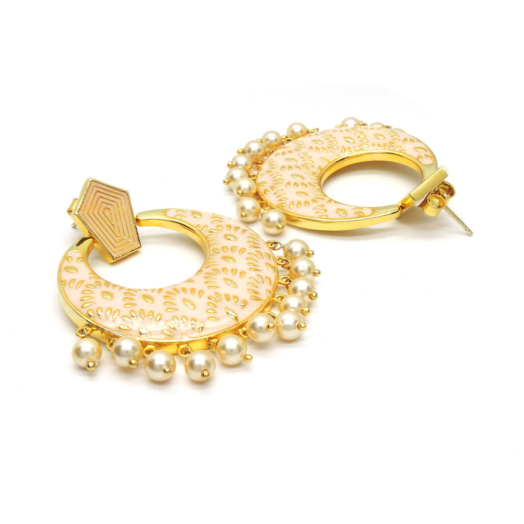 Flouring Beauty Enamel Chandbali Earrings