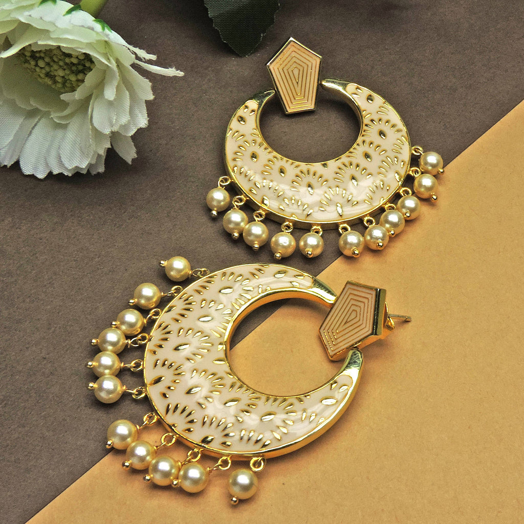 Flouring Beauty Enamel Chandbali Earrings