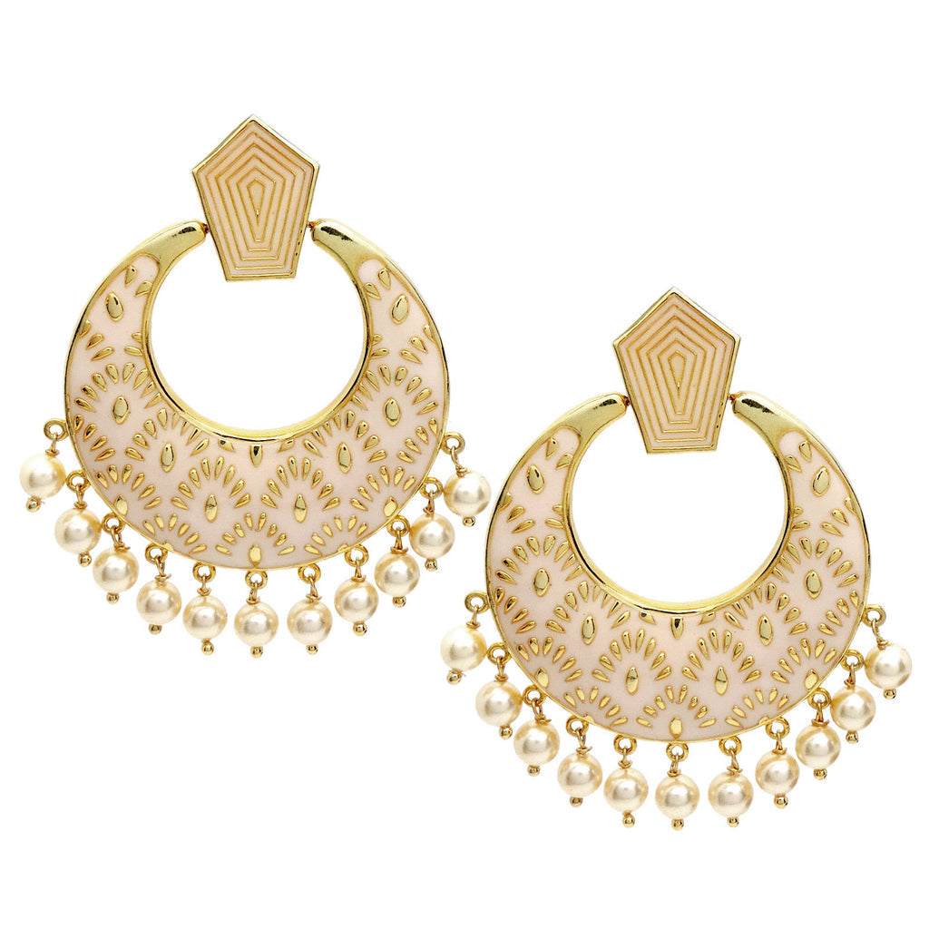 Flouring Beauty Enamel Chandbali Earrings