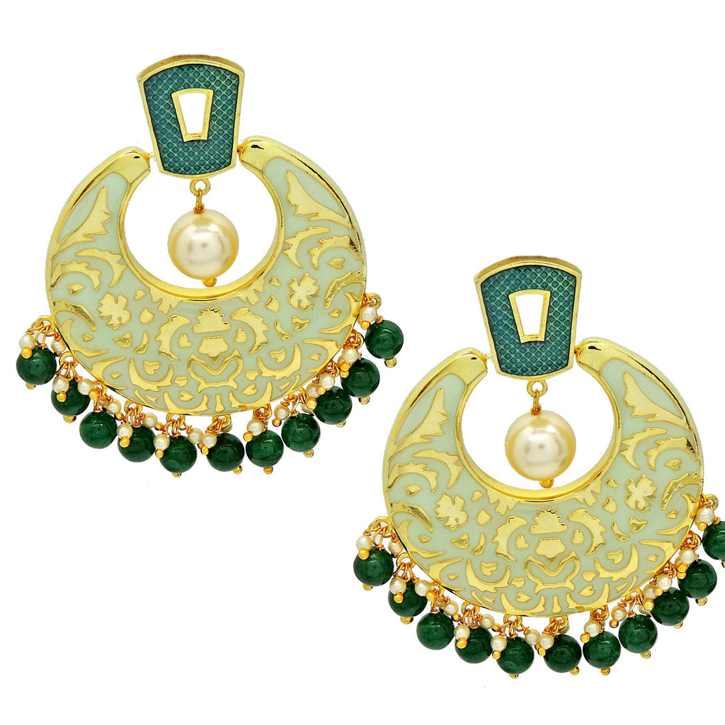 Glinting Beauty Enamel Chandbali Earrings