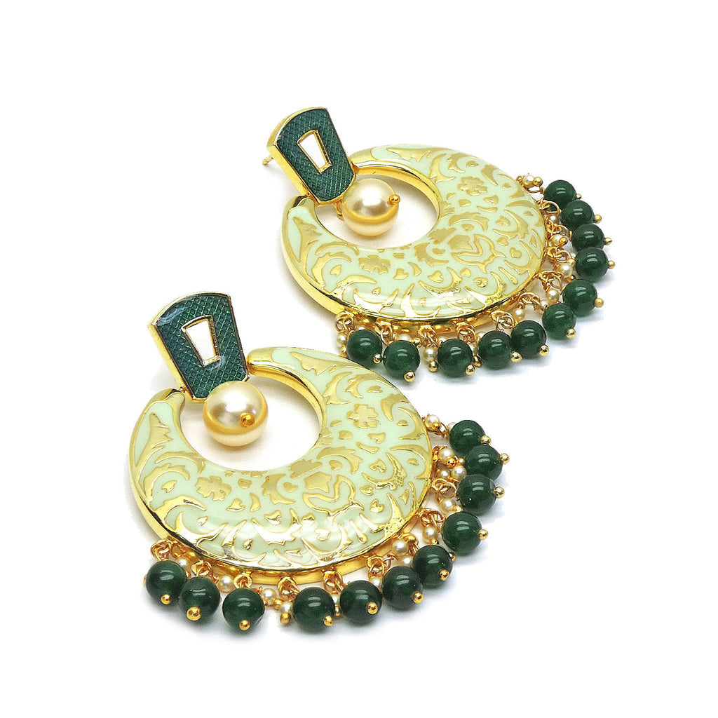 Glinting Beauty Enamel Chandbali Earrings