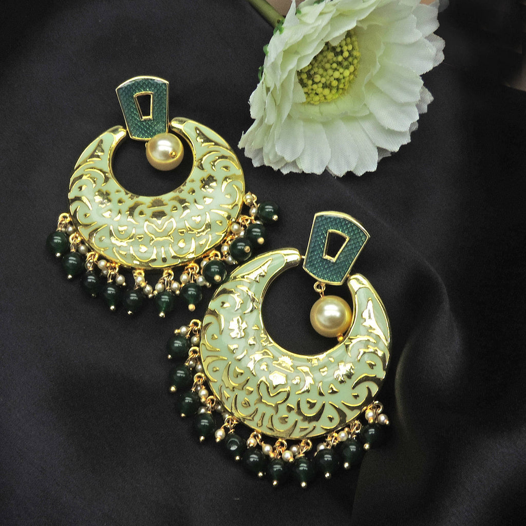 Glinting Beauty Enamel Chandbali Earrings