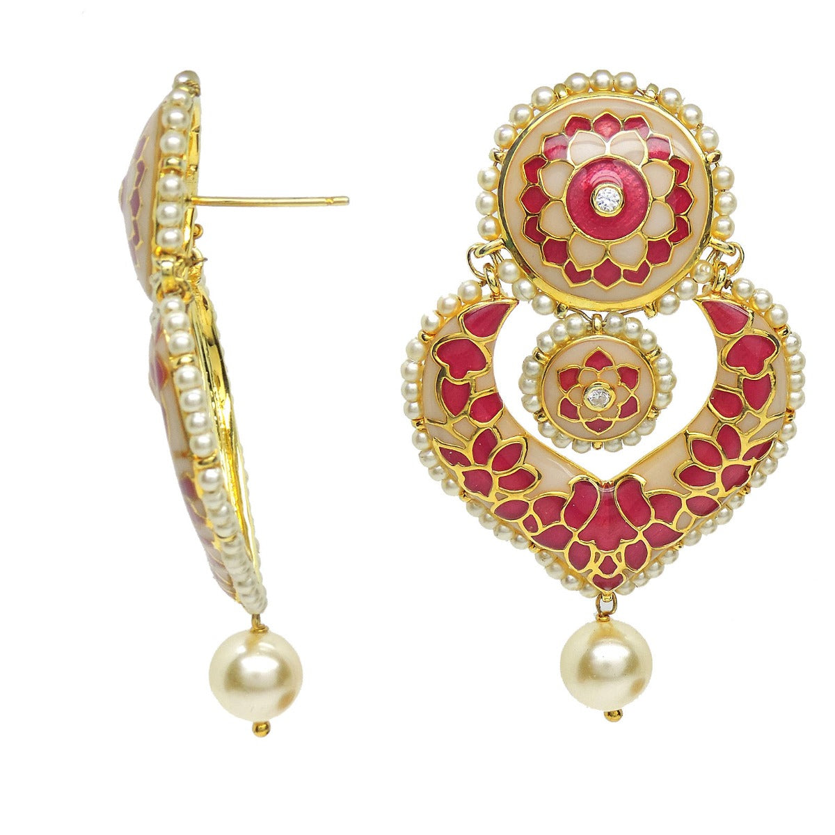 Fiona Enamel Chandbali Earrings