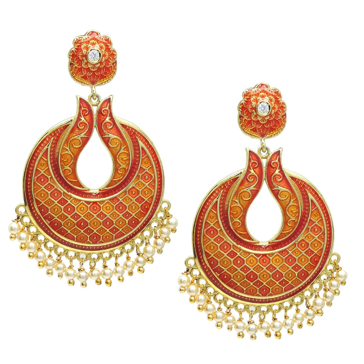 Classic Drizzle Enamel Chandbali Earrings